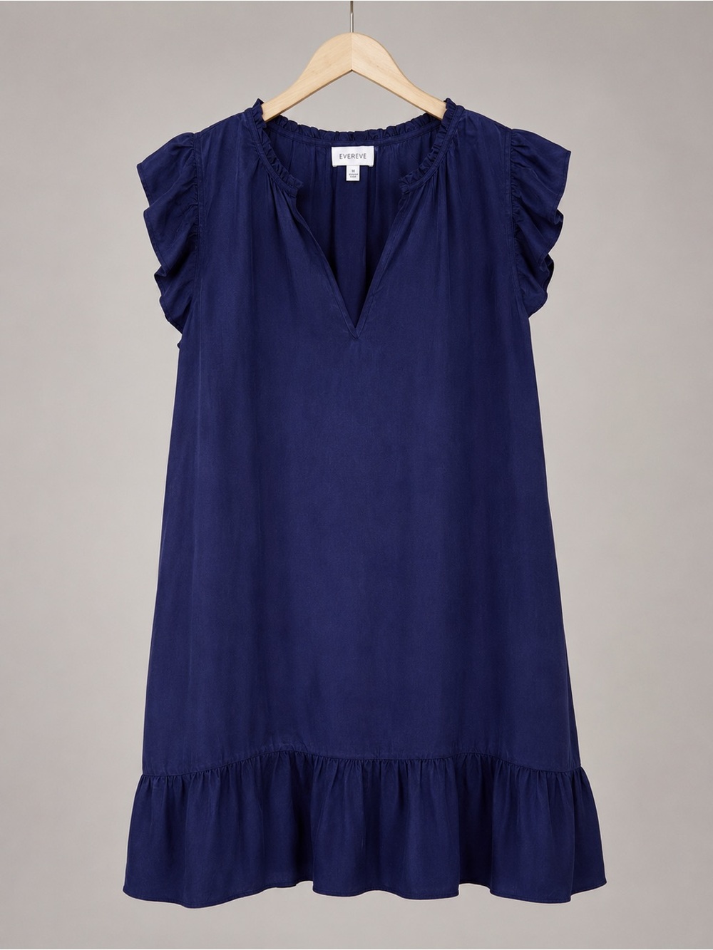 Evereve Navy Flutter Sleeve V-Neck Tunic Dress